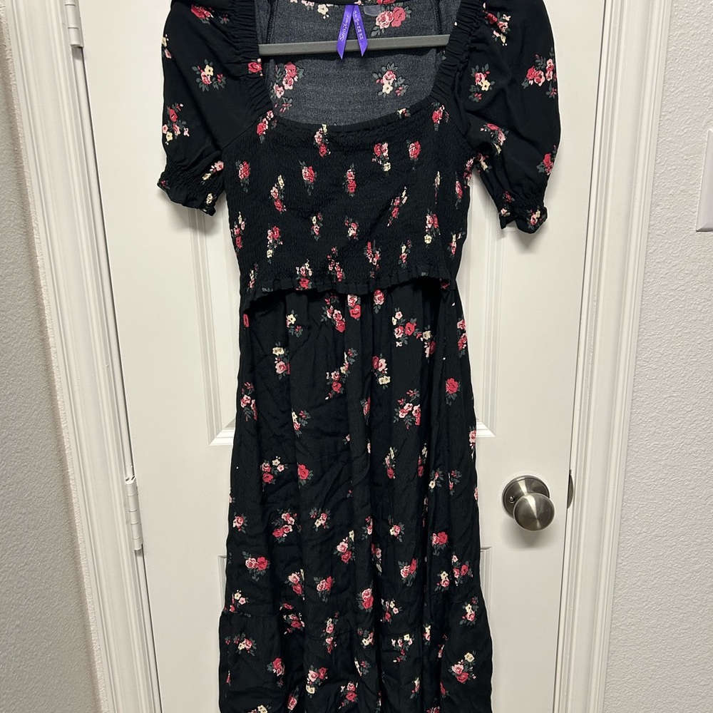 Floral Black Maternity/Nursing Dress